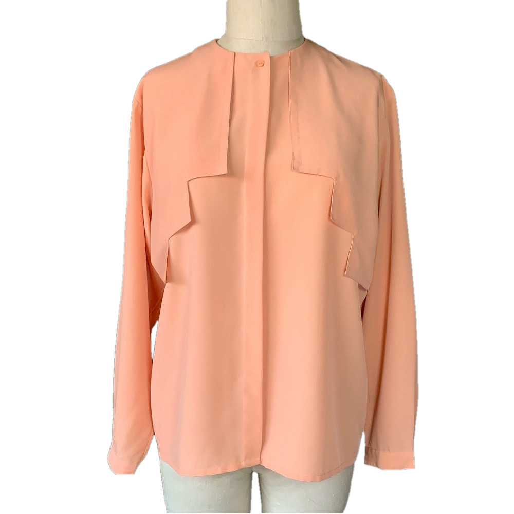 Vintage Peach Long Sleeve Blouse Western Coastal Grandma Academia Romantic Boho